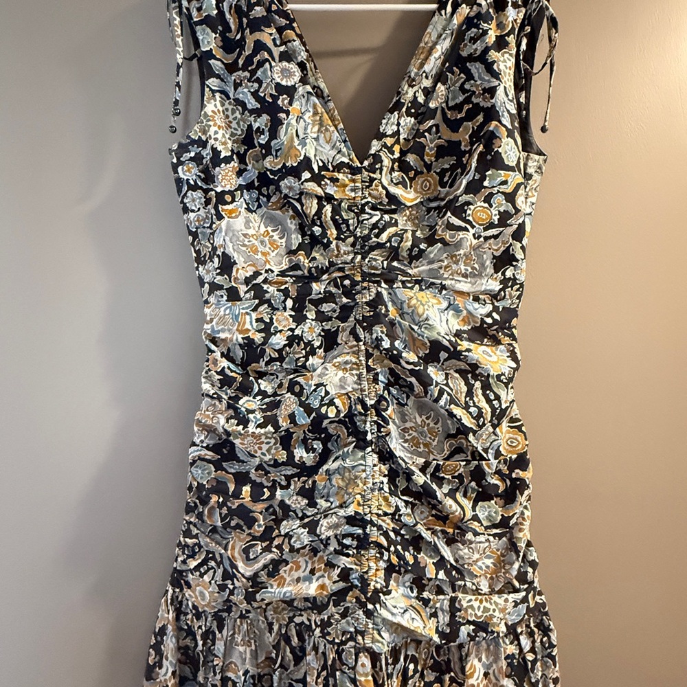 Veronica Beard Black Floral Midi Dress